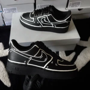 Custom Nike Air Force 1 Black x Cartoon Sneakers | Graphic Cartoon Design Streetwear Shoes
