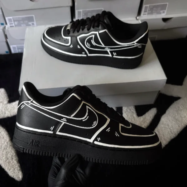 Custom Nike Air Force 1 Black x Cartoon Sneakers | Graphic Cartoon Design Streetwear Shoes